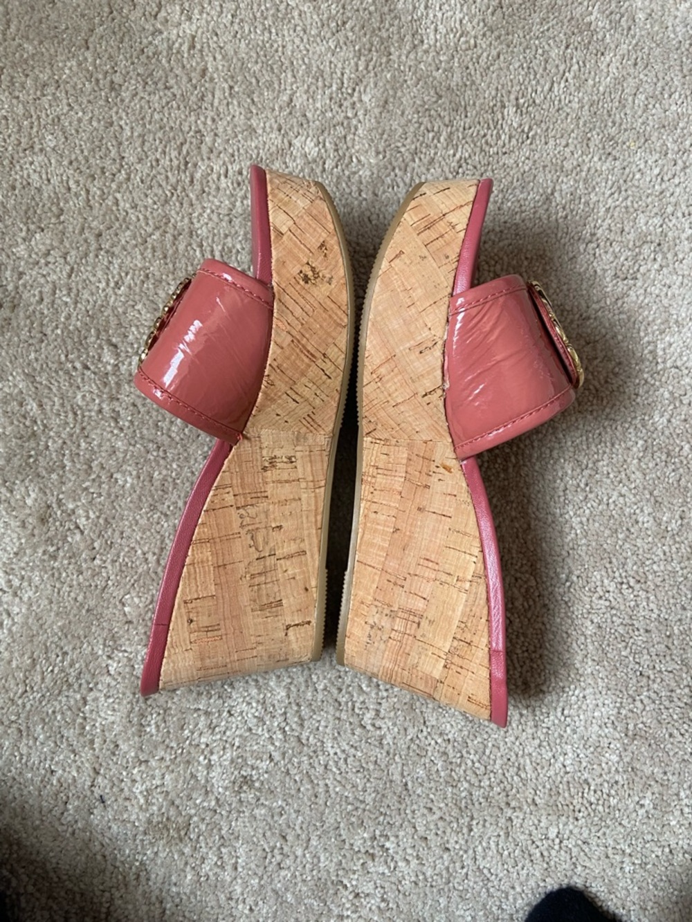 Coach Coral Pink Slide Sandals with Gold Emblem - Picture 4 of 7